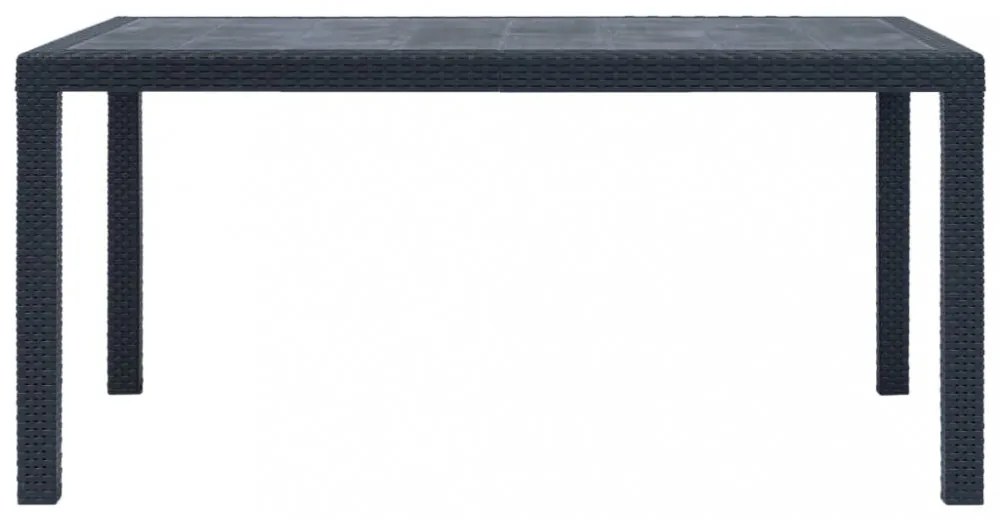 Antracit rattan hatású műanyag kerti asztal 150 x 90 x 72 cm