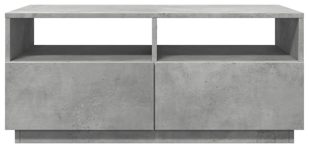 Betonszürke dohányzóasztal LED-lámpákkal 90x49x40 cm