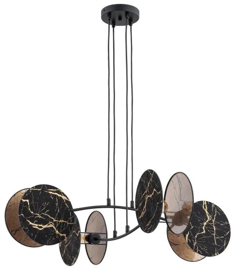 Csillár zsinóron MOTIF 4xE27/15W/230V fekete/arany