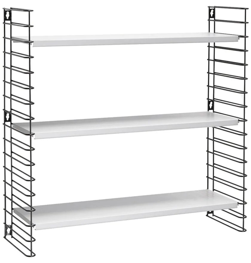 Libro háromszintes fekete polc fehér elemekkel, hossz 70 cm - Metaltex