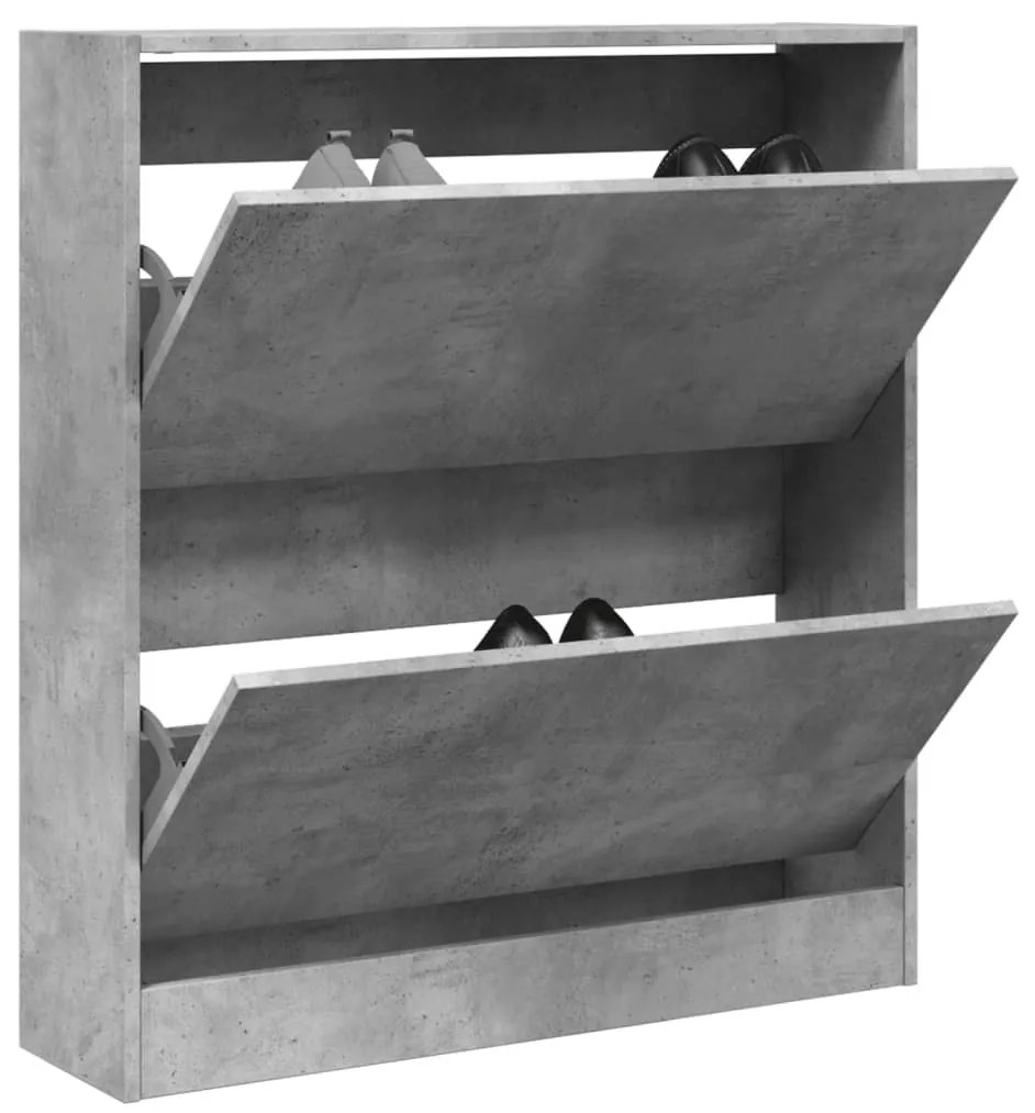 betonszürke szerelt fa cipőszekrény 80 x 21 x 87,5 cm