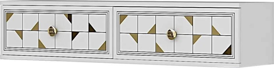 Moka komód, fehér-arany, 120 cm