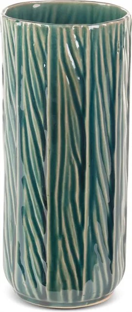 Dekorációs váza Rea 12x28 Eurofirany zöld, függőleges barázdákkal