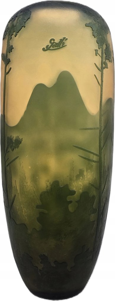 Üveg dekoratív váza magas zöld színes üveg kézműves ajándék