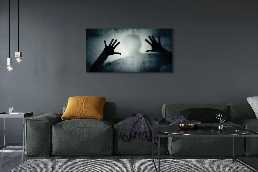Canvas képek Árnyék kezek és a fej formáját 125x50 cm