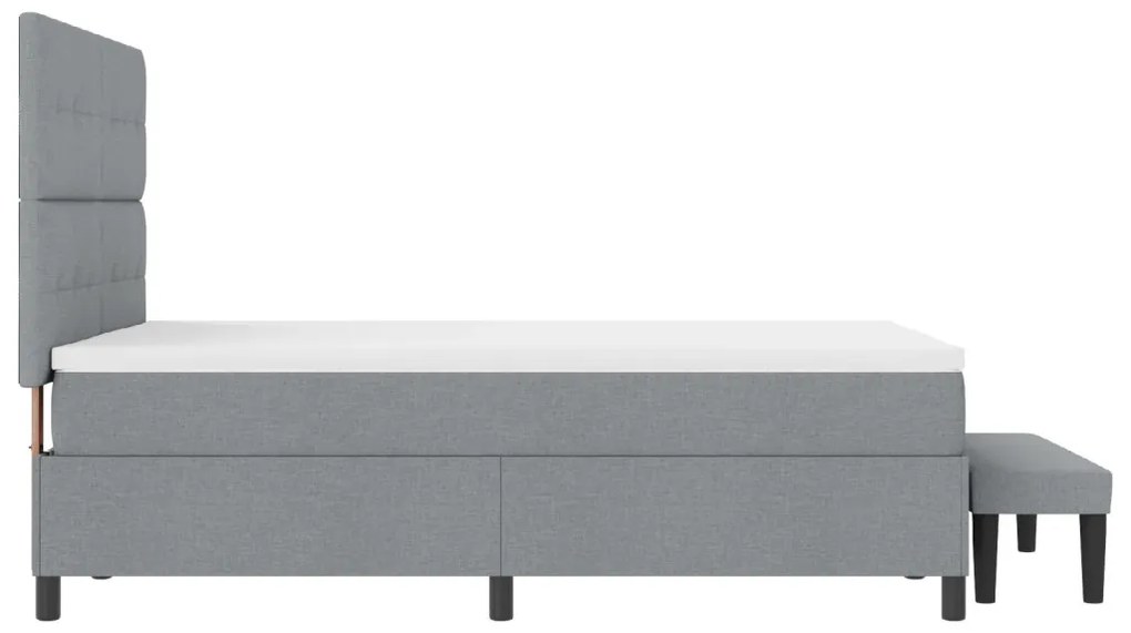 Box Spring Ágy Matraccal és Padlóval, Világosszürke 140x200 cm, Szövet