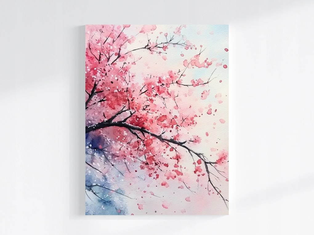 Vászonkép Canvas Akvarell Ázsia Japán Keleti Cseresznye Sakura 60x80