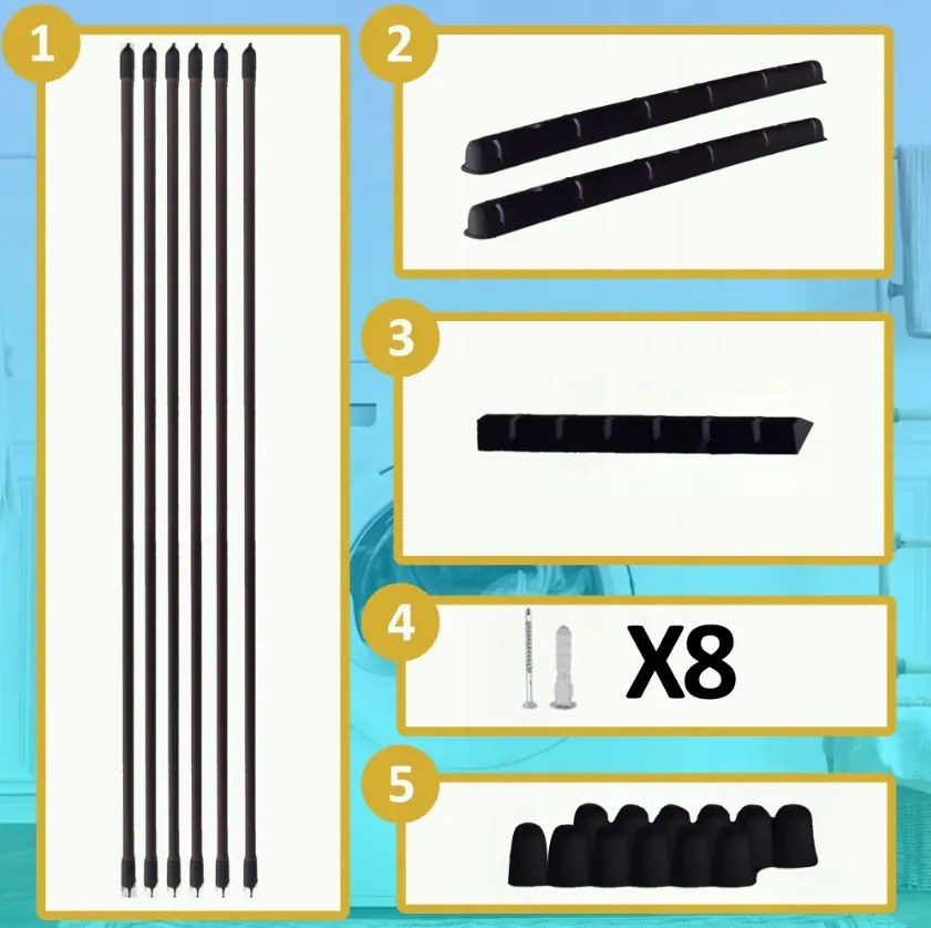 Erga Erga, mennyezeti akasztó ruhaszárításhoz 6x150 cm, fekete, ERG-SEP-10SUSSU6PCZ15