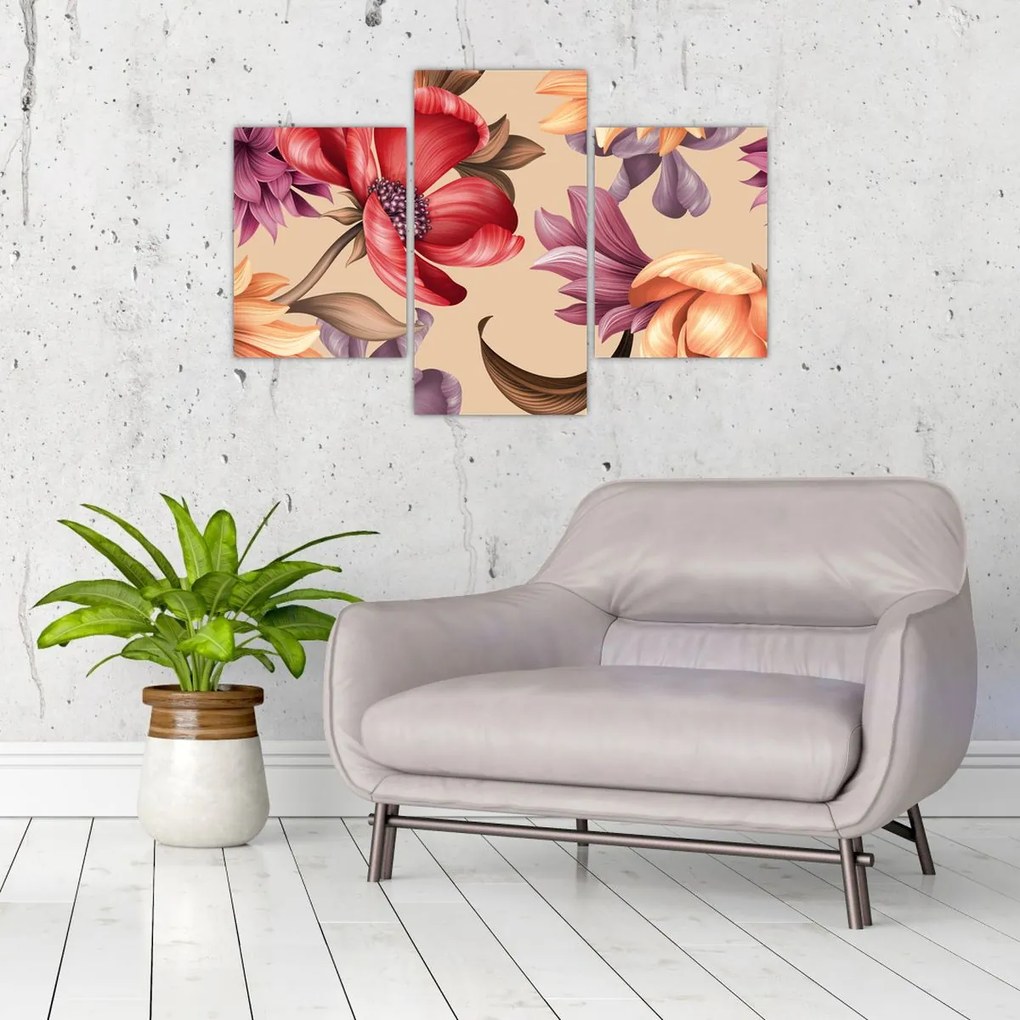 Kép - Vintage virágok (90x60 cm)