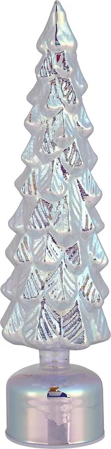 XMAS világító-forgó dekorfenyő LED fénnyel, ezüst 39 cm