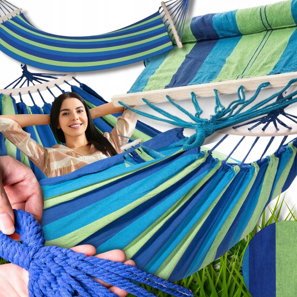 Kerti Hinta 200x80cm Függőágy Hinta Rúd 150 Kg 1 Személyes