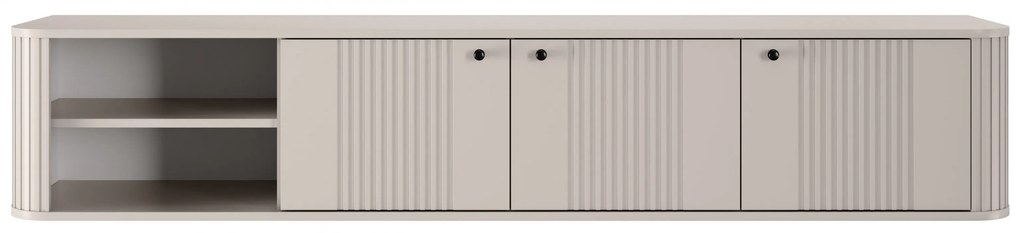 Vesper fali TV szekrény 187 cm háromajtós - kasmír / fekete fogantyú