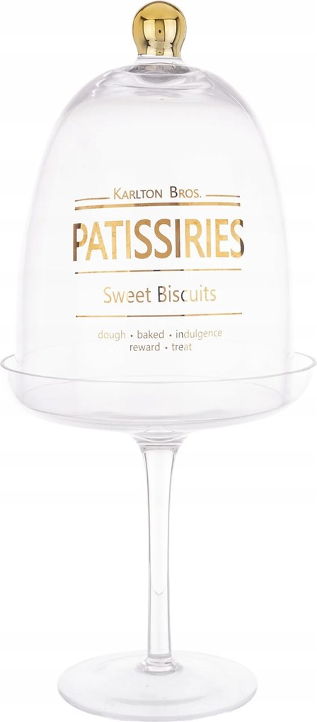 Üveg Tároló Edény Arany Színű Tetővel, Süteményes Tál, Cukorka És Élelmiszer Tárolására