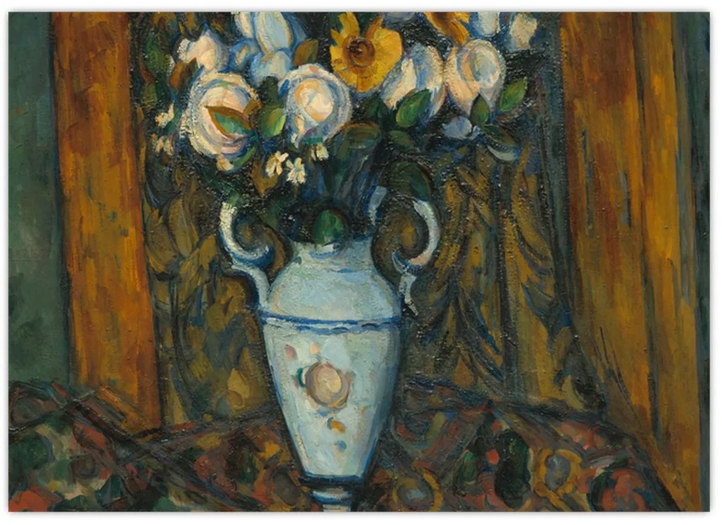 Üveg kép - Paul Cézanne, Vase of Flowers, reprodukciók (70x50 cm)