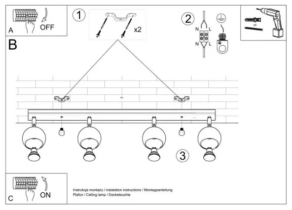 Sollux SL.0447 - Mennyezeti spotlámpa OCULARE 4xGU10/10W/230V