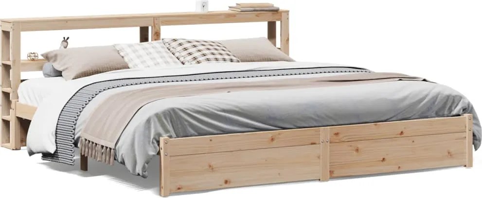 vidaXL tömör fenyőfa ágykeret fejtámlával 200 x 200 cm