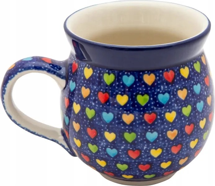 Cseh bögre 330 ml Művészi kerámia Bolesławiec egyedi U4835 Szív