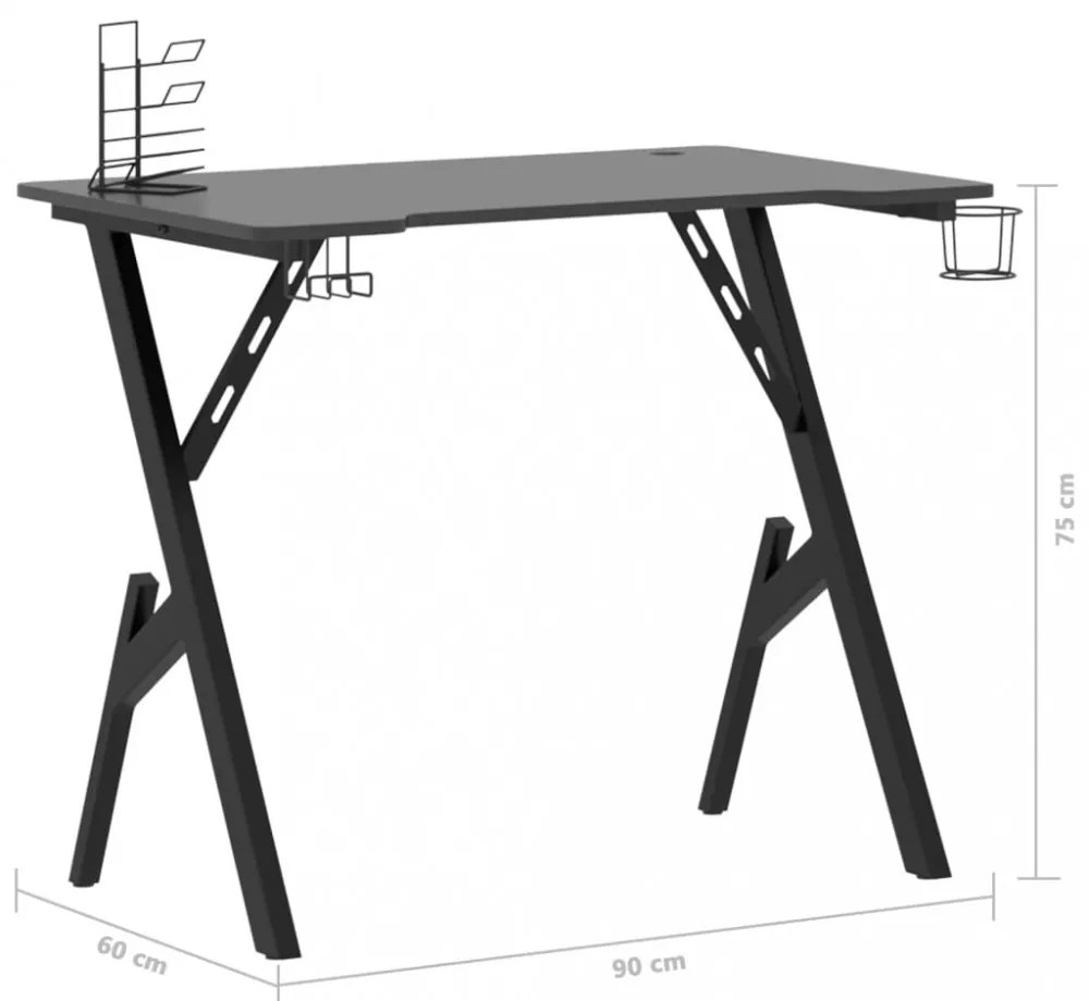 fekete Y-lábú gamer asztal 90 x 60 x 75 cm