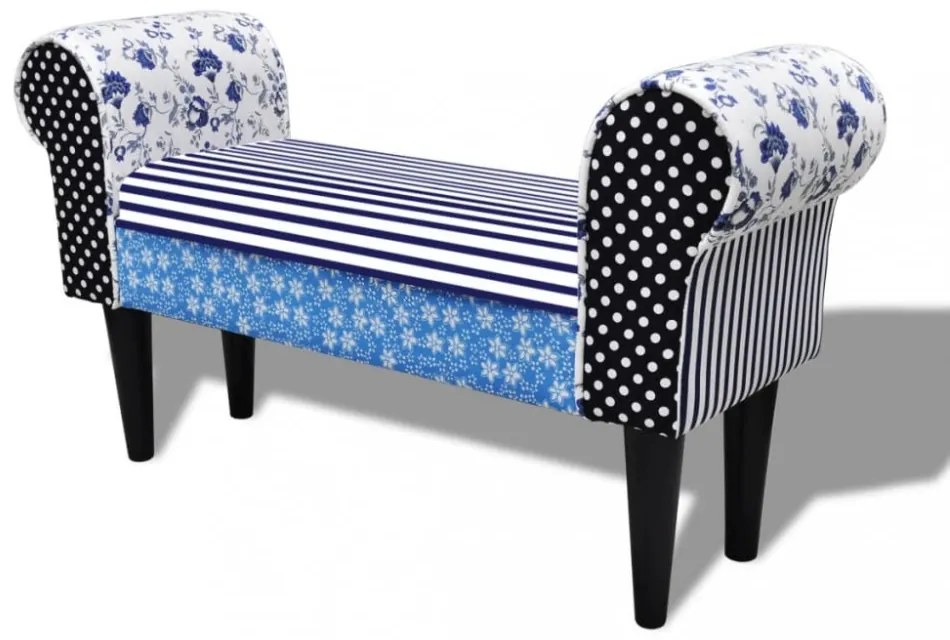 kék és fehér foltvarrott pad