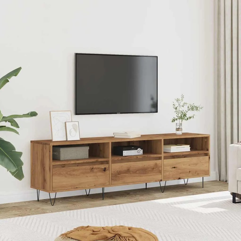 kézműves tölgy színű szerelt fa TV-szekrény 150 x 30 x 44,5 cm