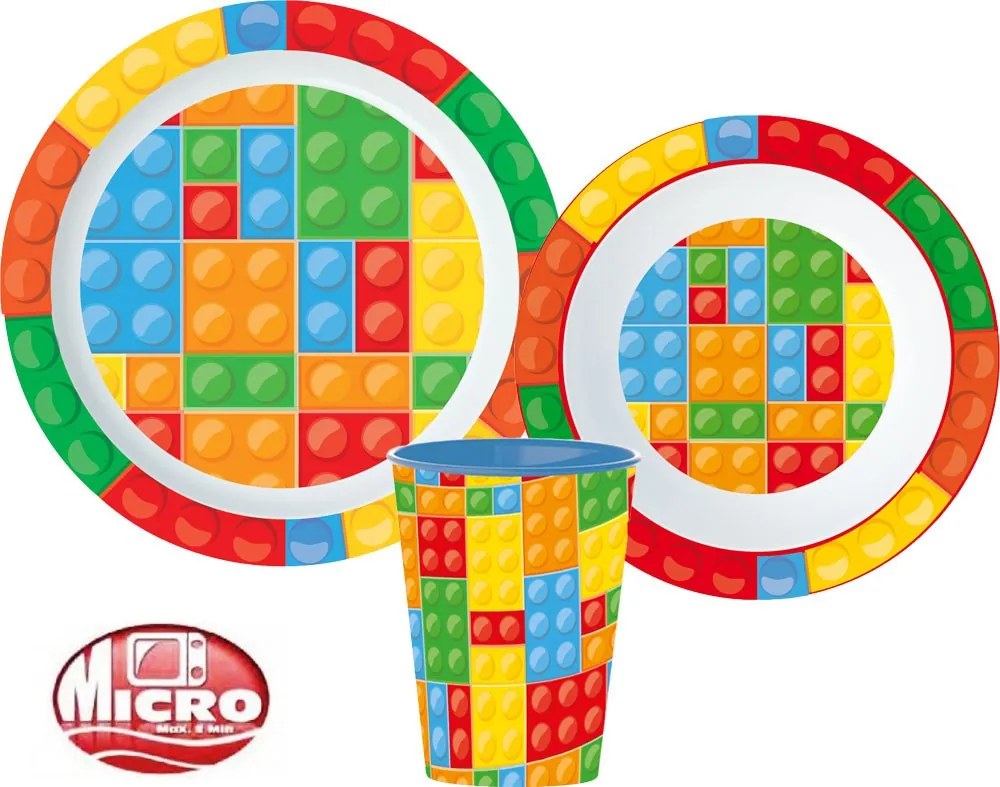 Lego mintázatú Bricks étkészlet, micro műanyag szett
