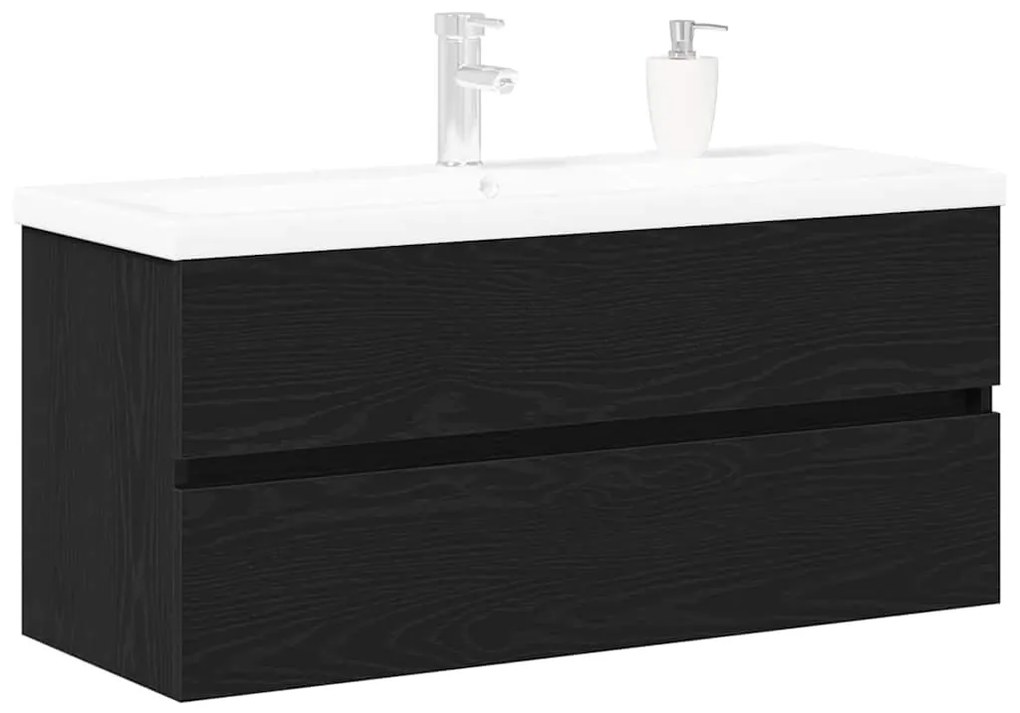 Mosdószekrény tárolóval Musta tammi 90 x 39 x 62 cm Faanyag