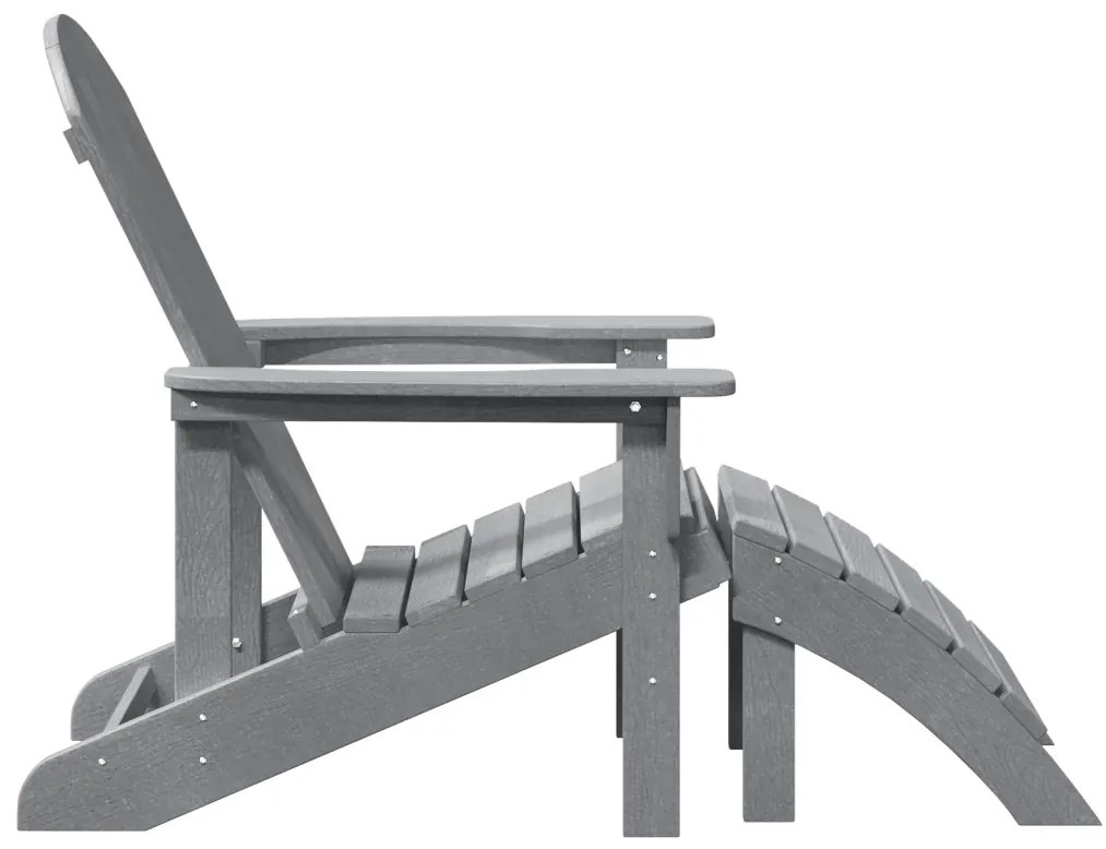 Adirondack Székek Lábpihentőkkel 2 db Világosszürke HDPE