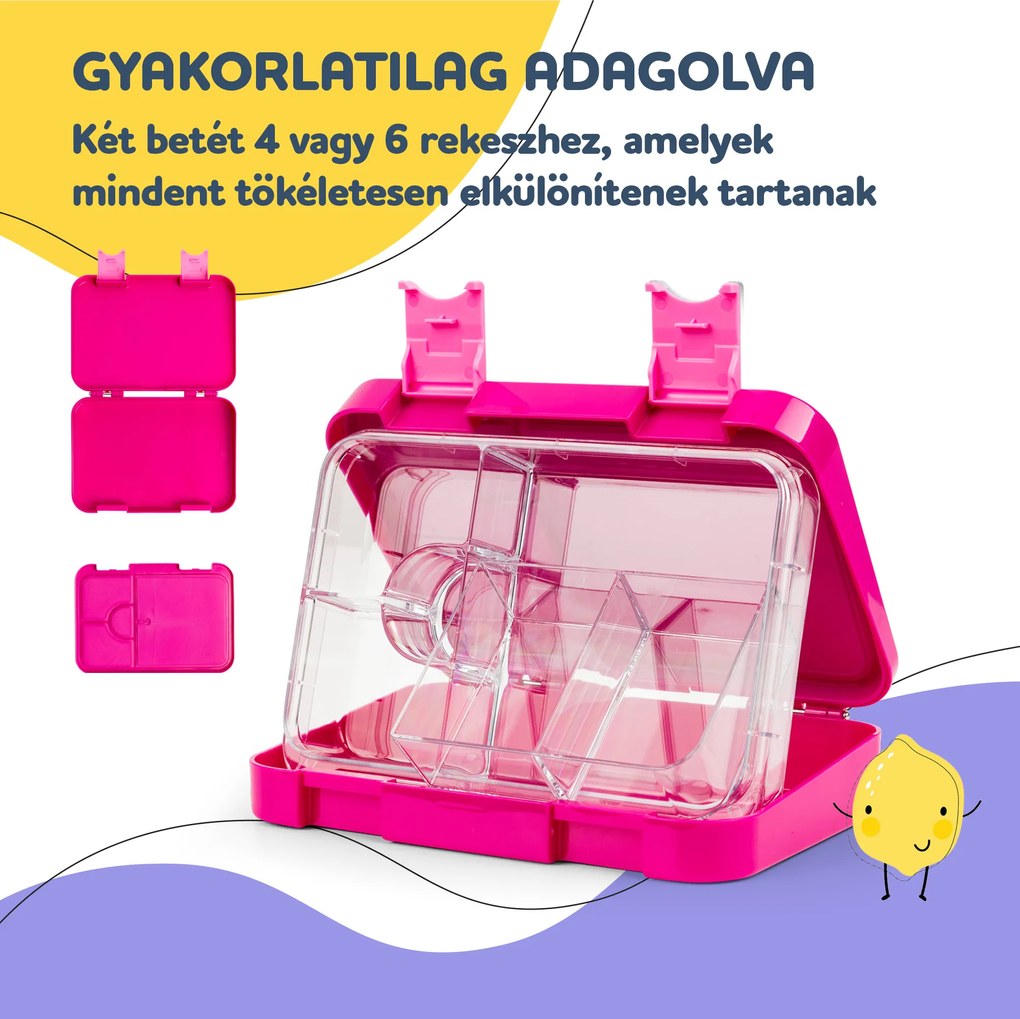 Klarstein Schmatzfatz junior tízórais doboz, 6 rekesz, 21,3 x 15 x 4,5 cm, BPA mentes