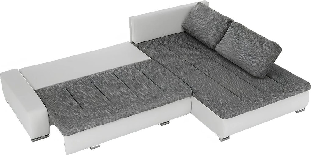 Ülőgarnitúra, műbőr fehér/szövet szürke melír, TONIKS