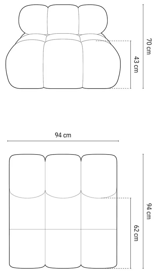 Világosszürke buklé kanapé modul (középső rész) Bellis – Micadoni Home