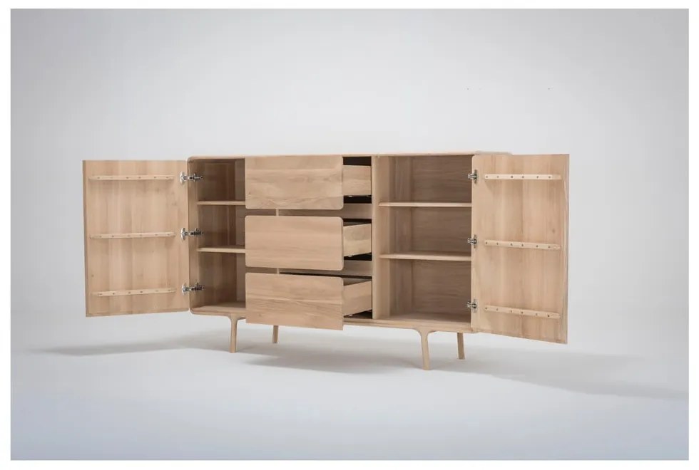 Fawn tömör tölgyfa komód 3 fiókkal, szélessége 180 cm - Gazzda