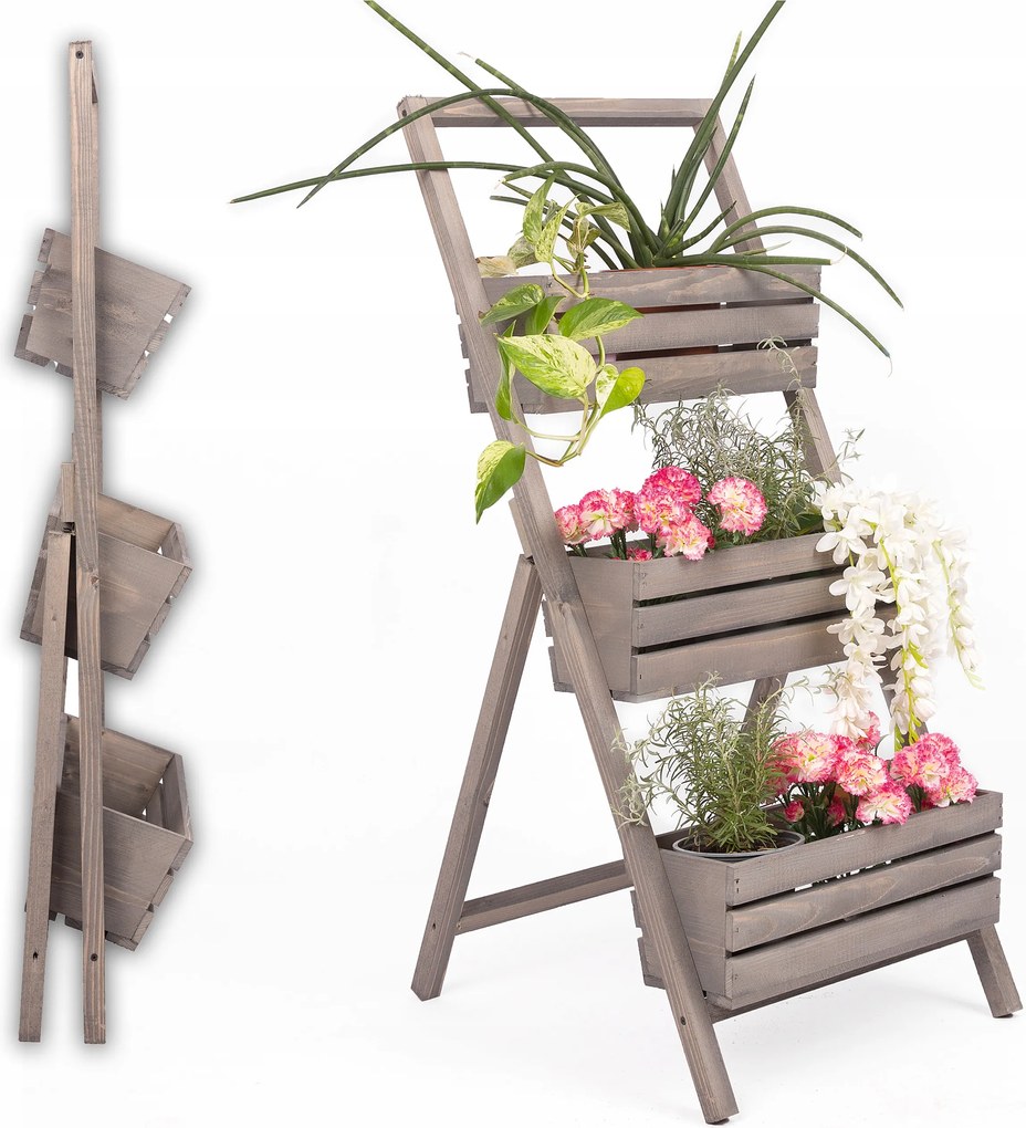 Virágállvány Virágtartó Létra Fa Gyártó 3 Szintes Kert
