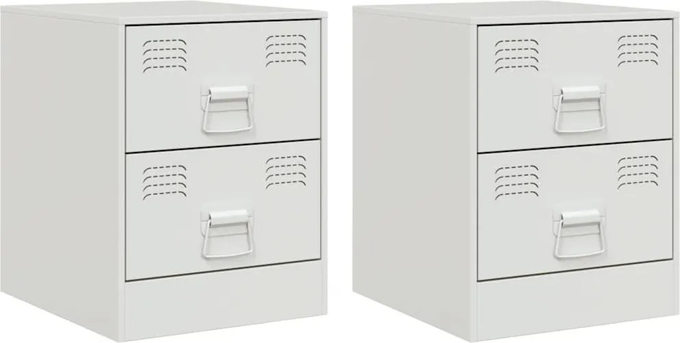 vidaXL 2 db fehér acél éjjeliszekrény 34,5 x 39 x 44 cm