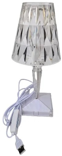 Olasz stílusú áttetsző akril kristály LED asztali lámpa 5V/1W/USB