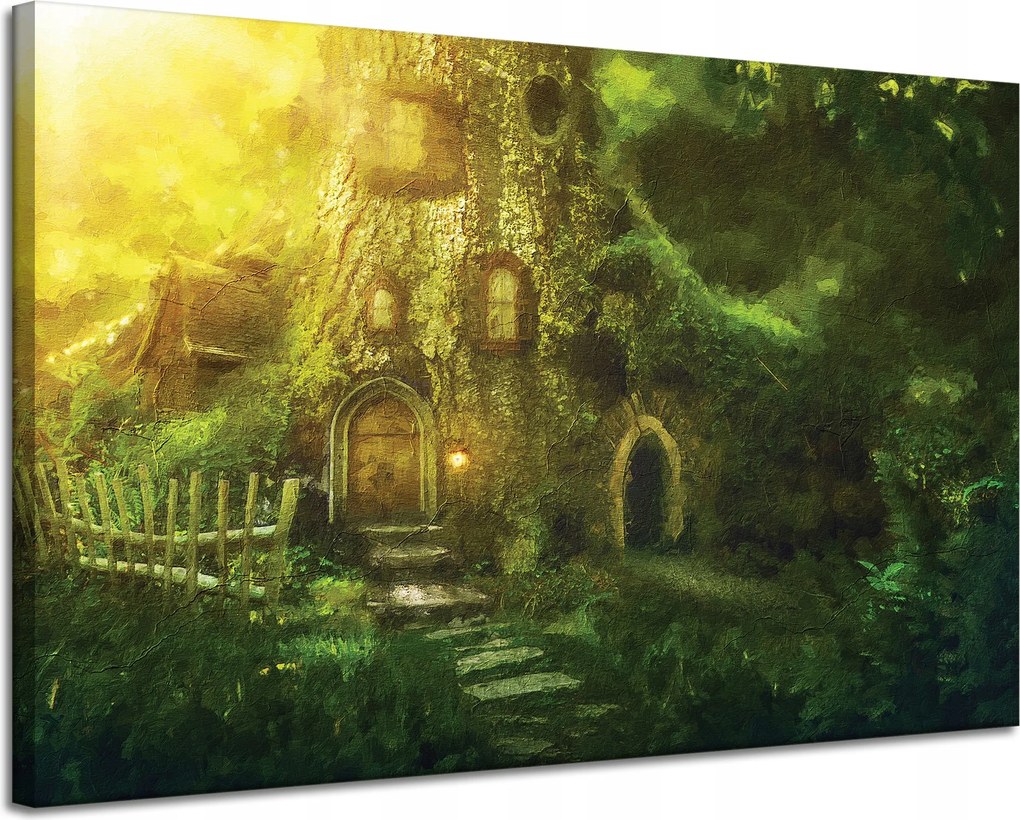 Vászonkép Ház a fában Olajfestmény 120x80 cm Ideális ajándék