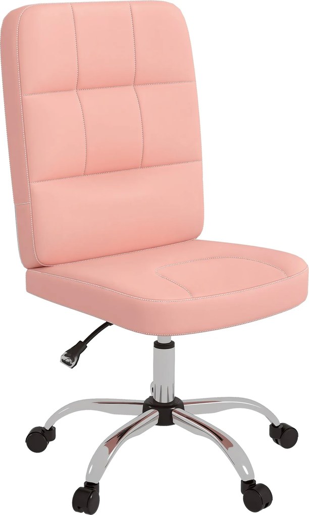 Vinsetto Karfa Nélküli Irodai Forgószék Magasságállítható Modern Stílus 120 kg Terhelhetőség 45x59x90-100 cm Rózsaszín | Aosom