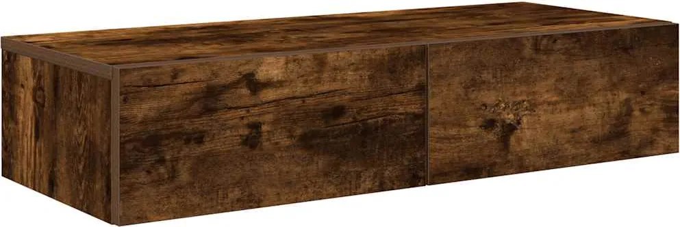 vidaXL Falipolc fiókokkal füstölt tölgy 80x33x17 cm műszaki fa
