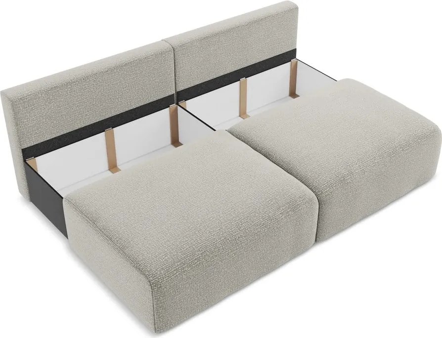 Világosszürke kinyitható-tárolóhelyes kanapé 216 cm Kalena – Makamii