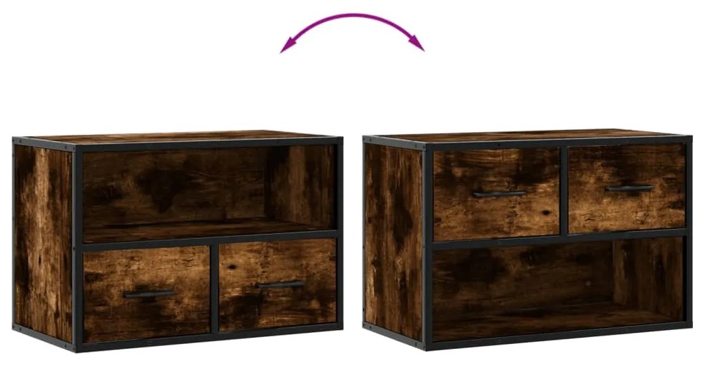 füstös tölgy fa és fém TV-szekrény 60 x 31 x 39,5 cm