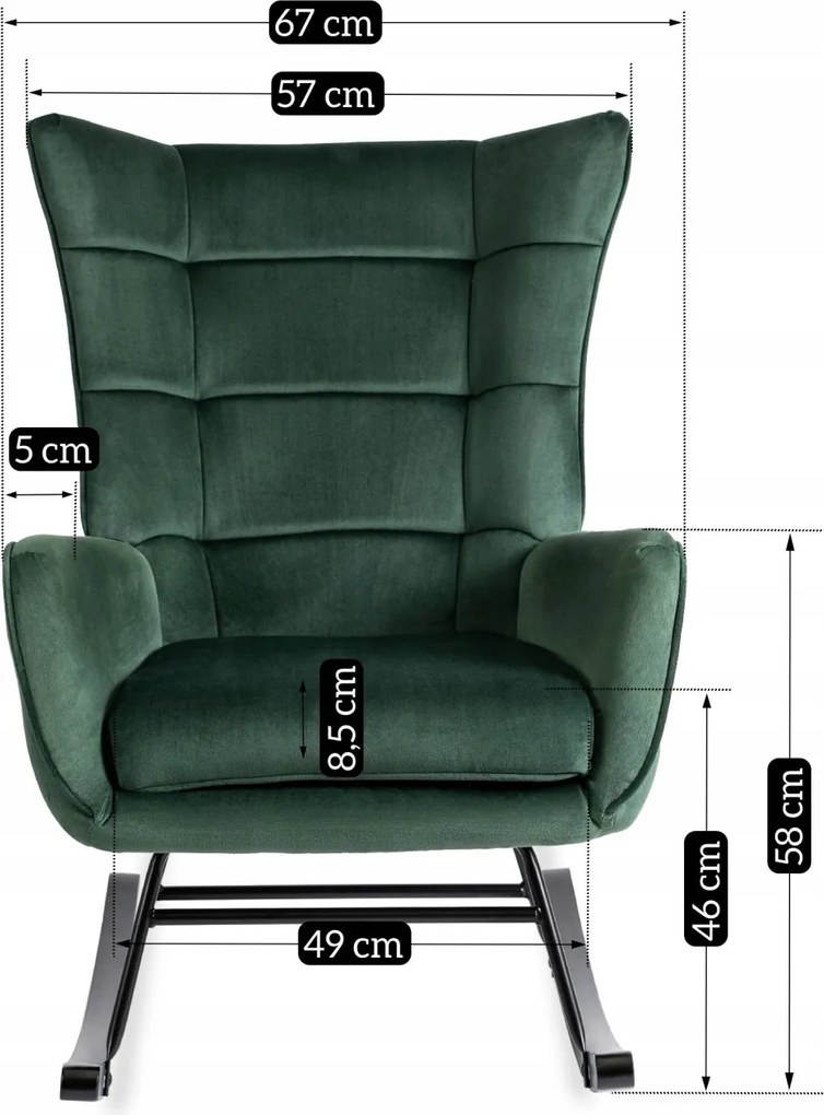 Hintafotel zöld bársony kárpittal – JACKSON