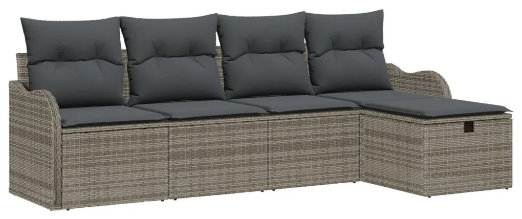 Kerti Kanapé Szett 5 pcs Szürke 231 x 117 x 85 cm Poli rattan