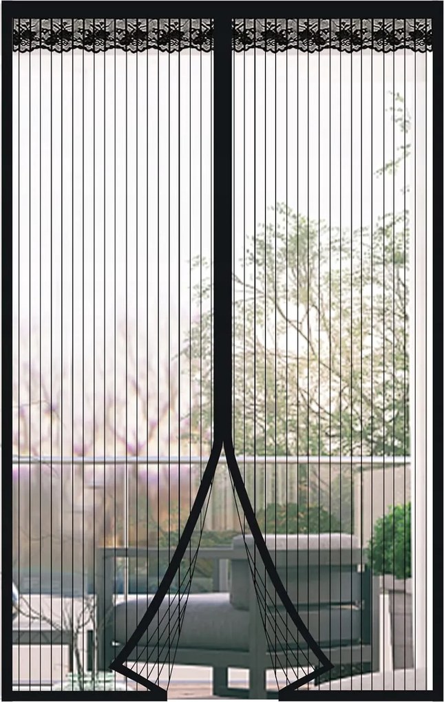 Mágneses szúnyogháló ajtóra 90x200 cm Erkélyre Fekete