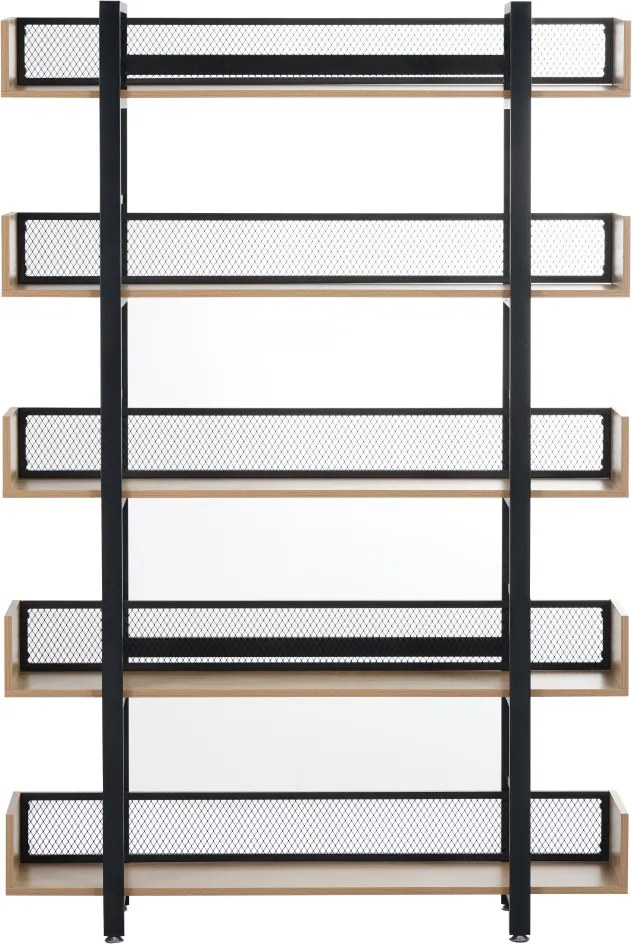 5 polcos polcállvány, tölgy/fekete, KILIS NEW TYP 2