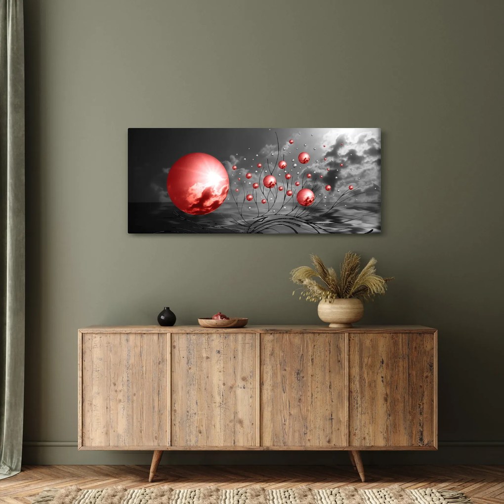 Piros gömbök képe (120x50 cm)