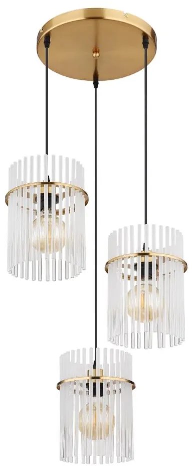 Globo 15698-3HRM - Csillár zsinóron GORLEY 3xE27/60W/230V átm. 47 cm arany