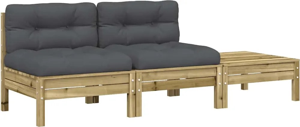 vidaXL kétszemélyes kerti kanapé párnával és lábzsámollyal