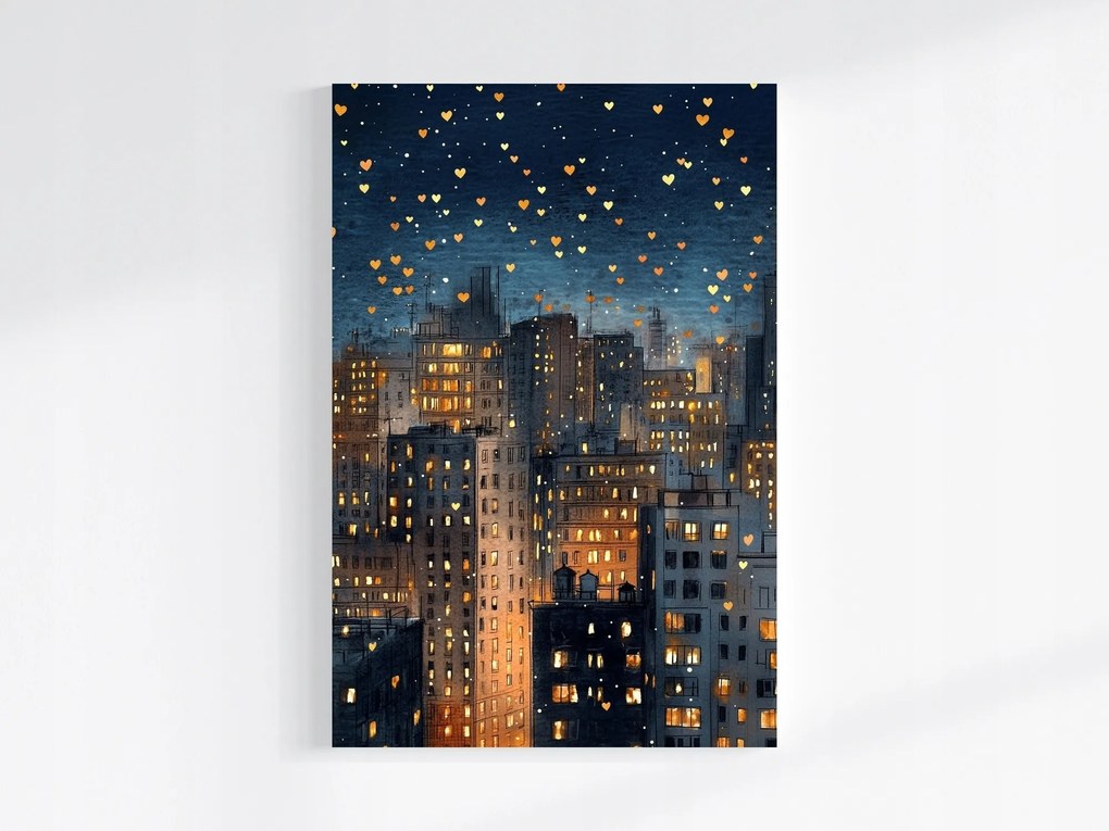 Vászonkép Canvas Grafika Város Felhőkarcolók Blokkok Lakótelep Éjszaka 40x60