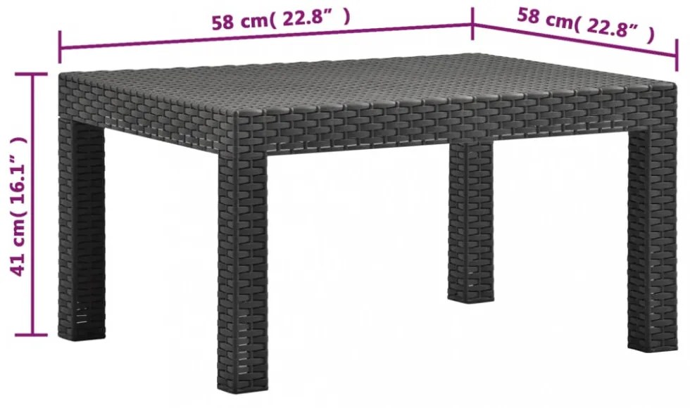 2 részes antracit PP rattan kerti bútorgarnitúra párnákkal