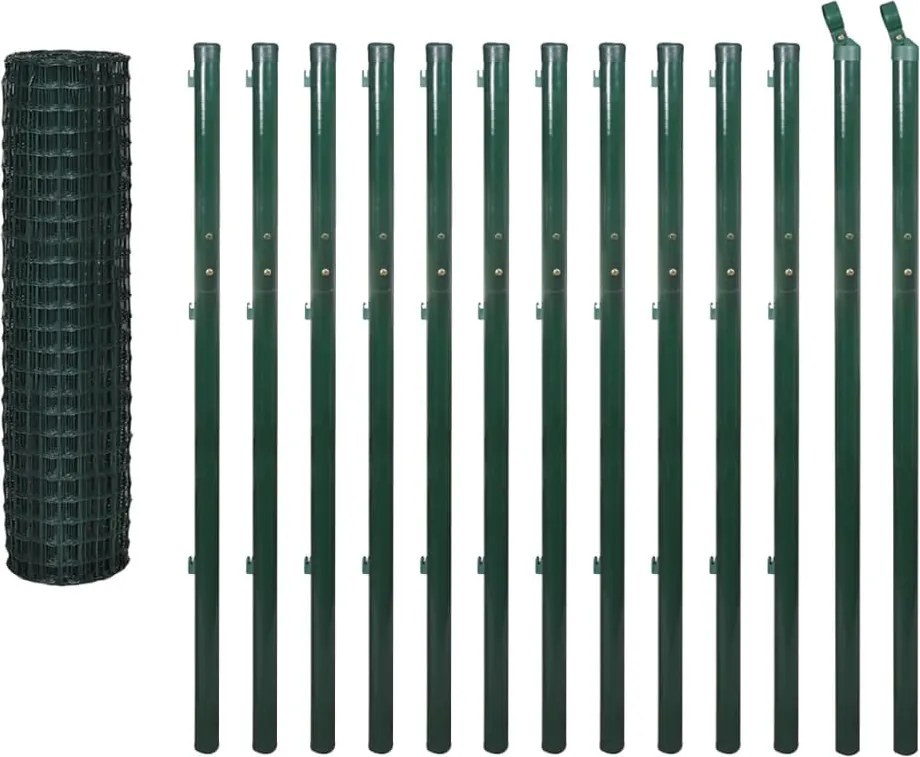 vidaXL Euro Fence zöld acélkerítés 25 x 1,7 m