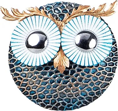 Owl 3 ezüst fém faldekoráció